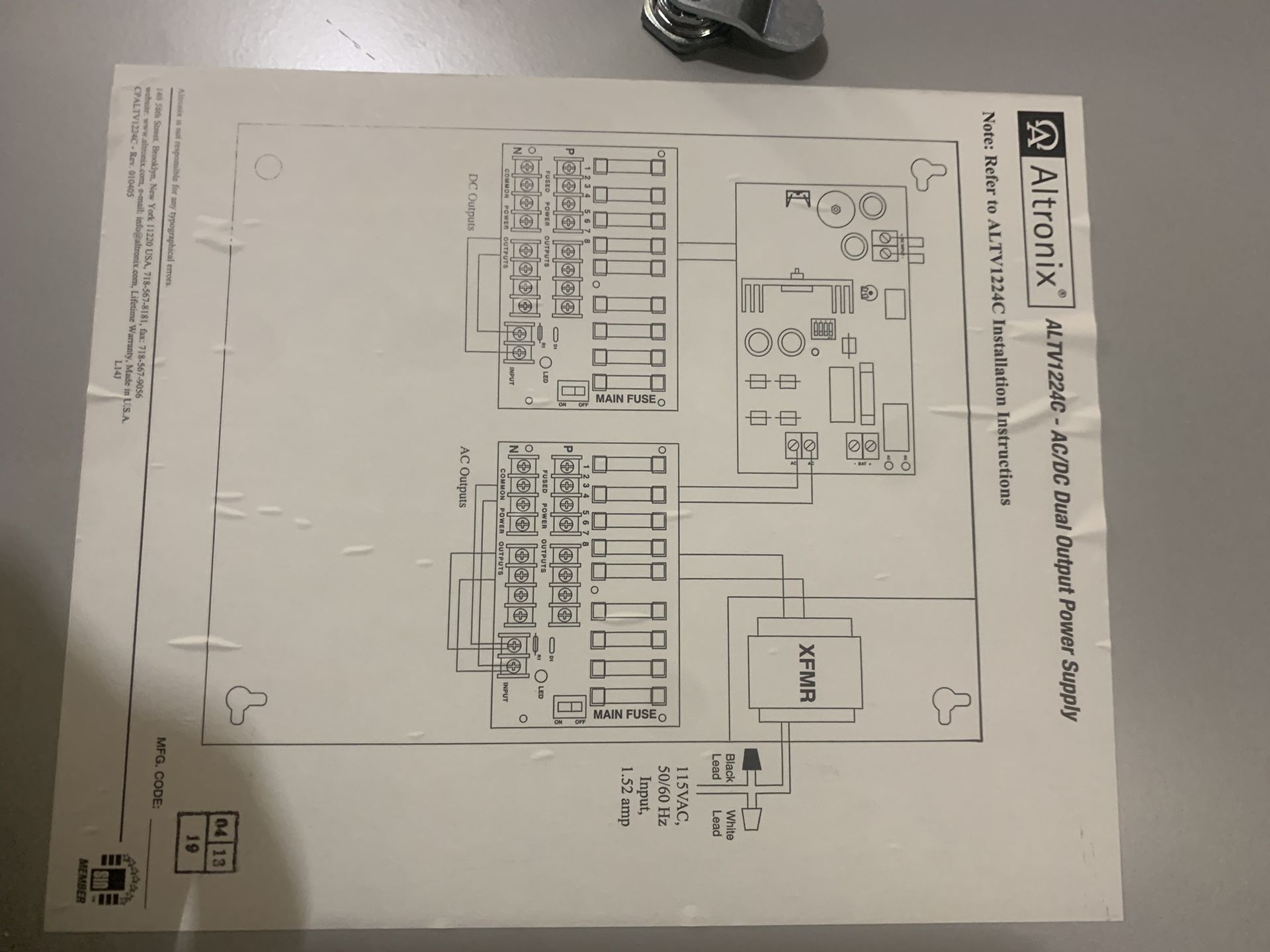 Power Supply 120v. Video Cameras