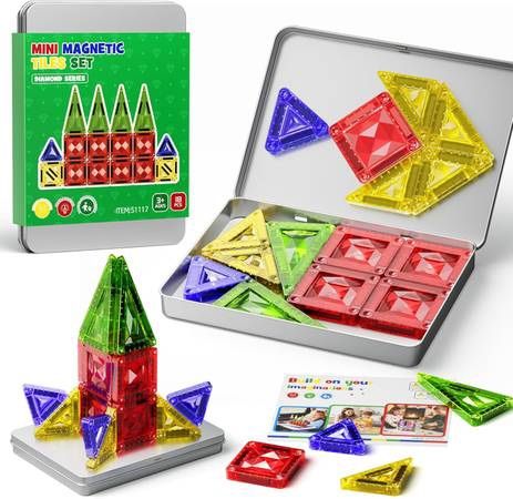 new 18PCS Magnet Building Block Set Travel Toys for Kids Ages 3+ Educational Portable Magnet Toys Gifts for Toddlers Boys & Girls Christmas Birthday