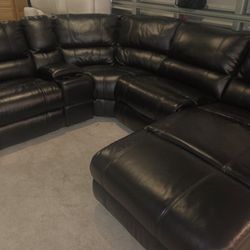 SECTIONAL GENUINE LEATHER RECLINER ELECTRIC ⚡ BLACK COLOR.. Delivery 🚚 SERVICE AVAILABLE 💥🚚💥