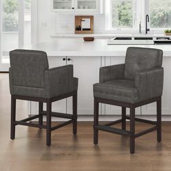 2X Dark gray 27” faux leather barstools