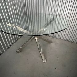 54" Thea Round Dining Table Chrome