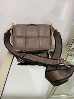 Taupe Quilted Leather Crossbody Bag