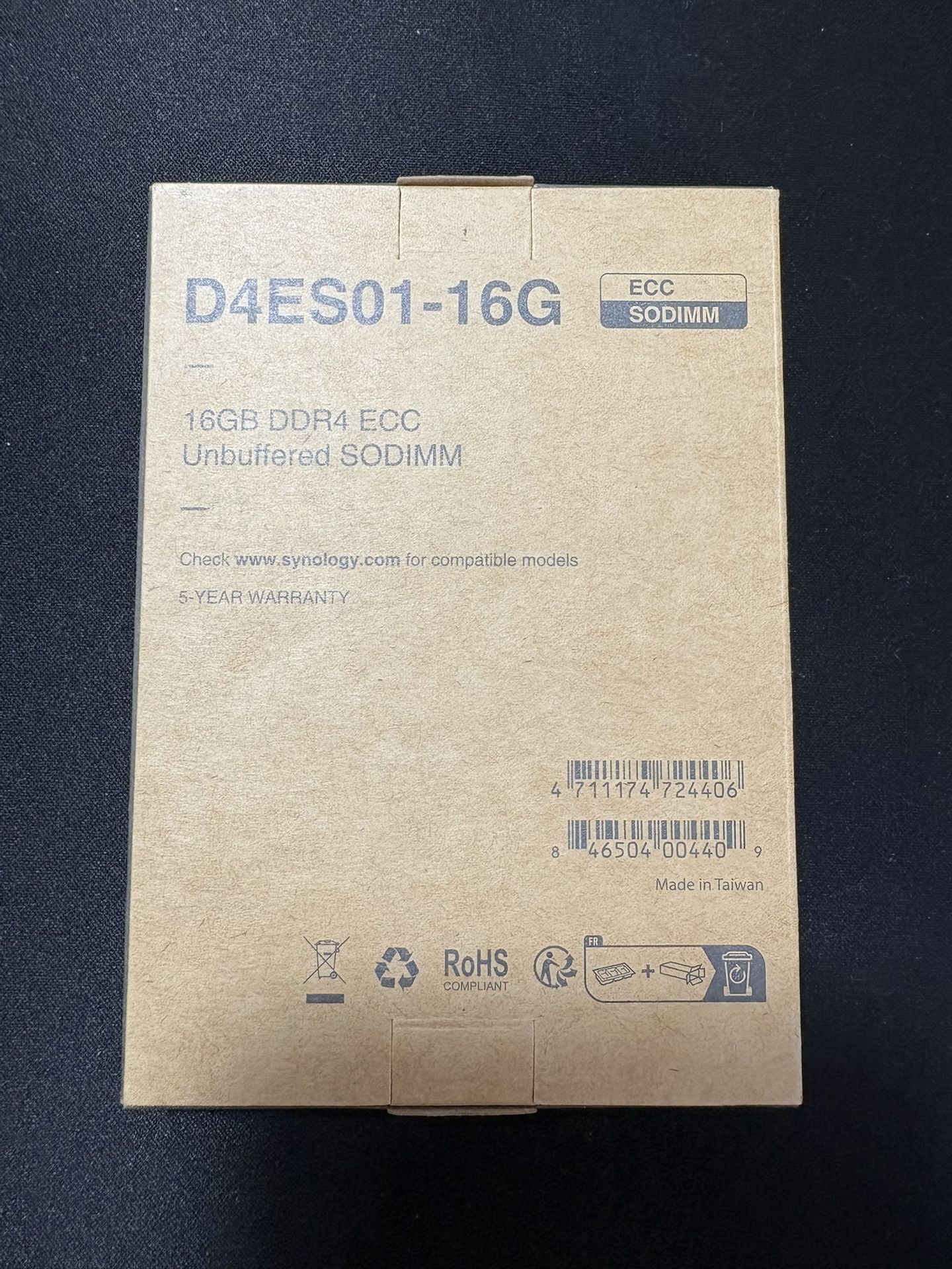 New Synology Memory Module 16GB DDR4 ECC D4ES01 16G - Technical View