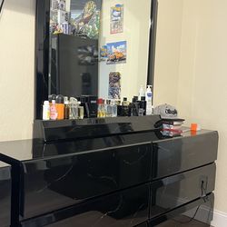 Black Glossy Bedroom Set (Dresser + Chest + Nightstand)