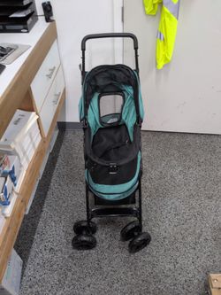 Pet Stroller Teal and Black Four Wheel