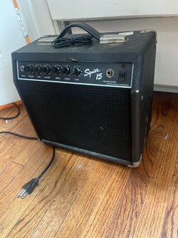 vintage Fender Squier 15 portable practice amplifier, 15 watts of solid-state power