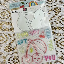 Adorable Cherry Theme Stamps & Die Cut Set