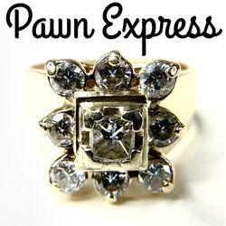 14K Vintage Diamond Cluster Statement Ring 