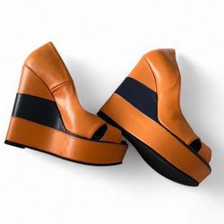 Orange + Navy Wedges 