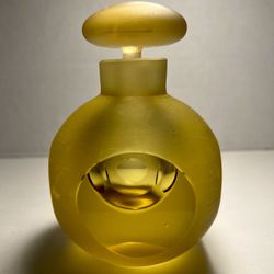 1960’s Vintage Murano Sommerso Amber Cut Glass Perfume Bottle with Stopper