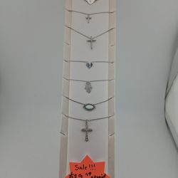 Silver Necklace With Pendants, Chain Adjustable 