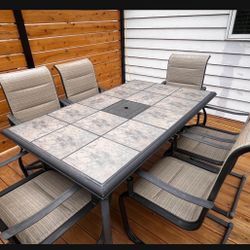 Patio Table And Six Chairs Outdoor Set