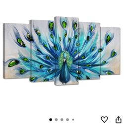 5 Piece Canvas Modern Peacock - New