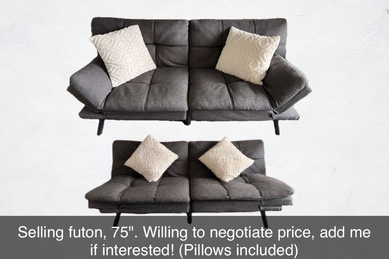 75" Futon - Comes with Pillow