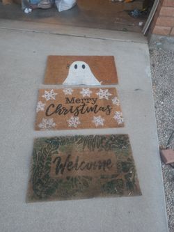 Halloween Christmas welcome mats