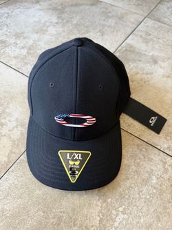 Oakley Men's Tincan Black Hat Cap American USA Flag Ellipse Icon Logo  L /XL New