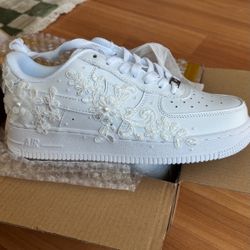 Custom Bridal Nike Air Force 1s - Size 7 | Brand New