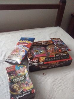 Pokemon card set booster bundle, trading cards, pitch black set and League battle deck