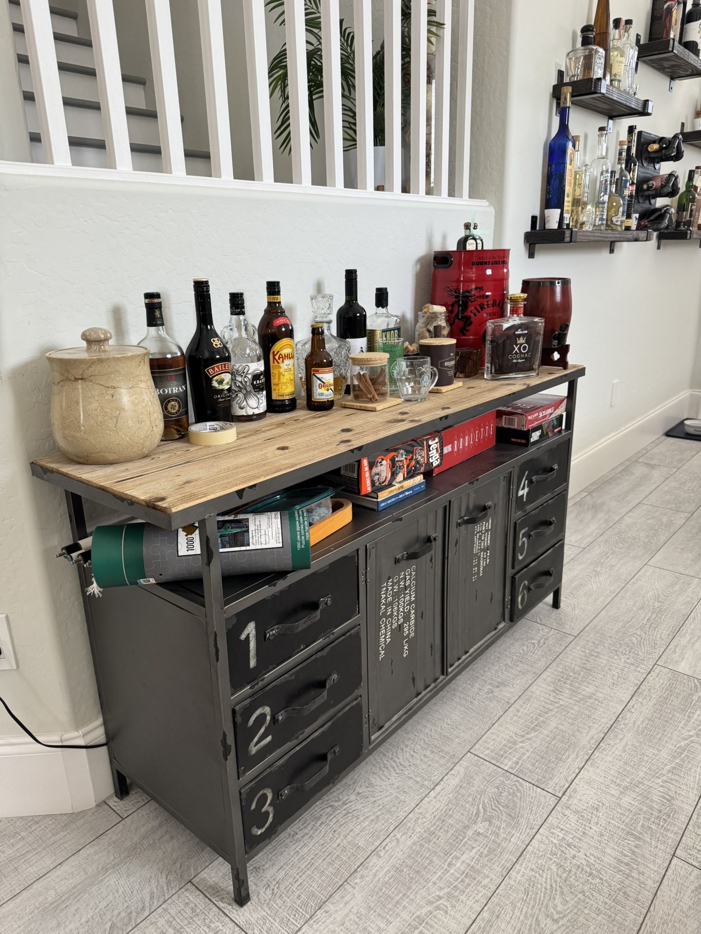 Industrial-Style Home Bar & Shelves