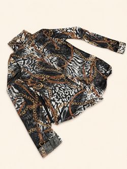 Long Sleeve Chain & Animal Print Blouse (L)