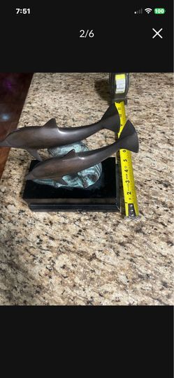 Vintage Beautiful Twin Bronze Dolphin Jumping Wave statue