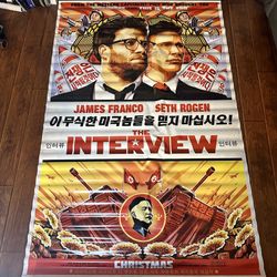 THE INTERVIEW orig used S/S vinyl banner (5' X 8') James Franco Seth Rogan RARE