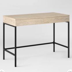 Loring Wood Writing Desk with Drawers and Charging Station Vintage Oak