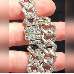 8" Miami Cuban Link Bracelet .925 Sterling Silver Over Brass 