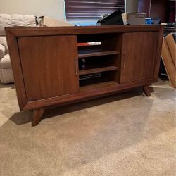 Mid Century Credenza – With Exposed Shelving and Swing Doors