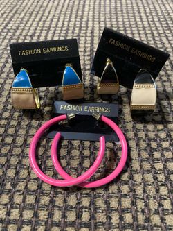 Lots of 3 Pairs Pierced Post Earrings