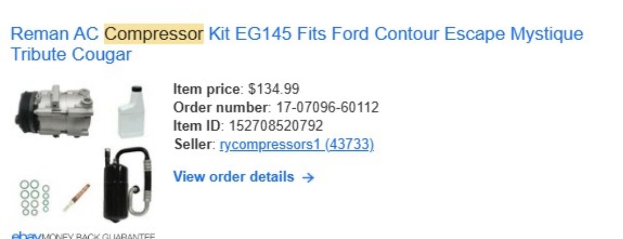 Roman AC Compressor Kit Fits Ford Escape