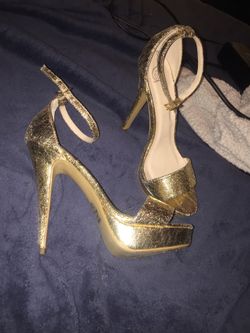 Gold sparkly heels