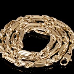 Solid 14kt 6mm 22 inch Italian Milano Gold Rope Chain