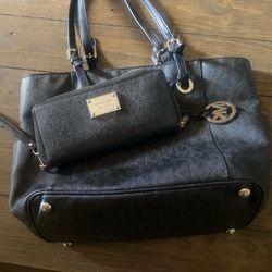 Michael Kors Monogram Purse and Large Wallet