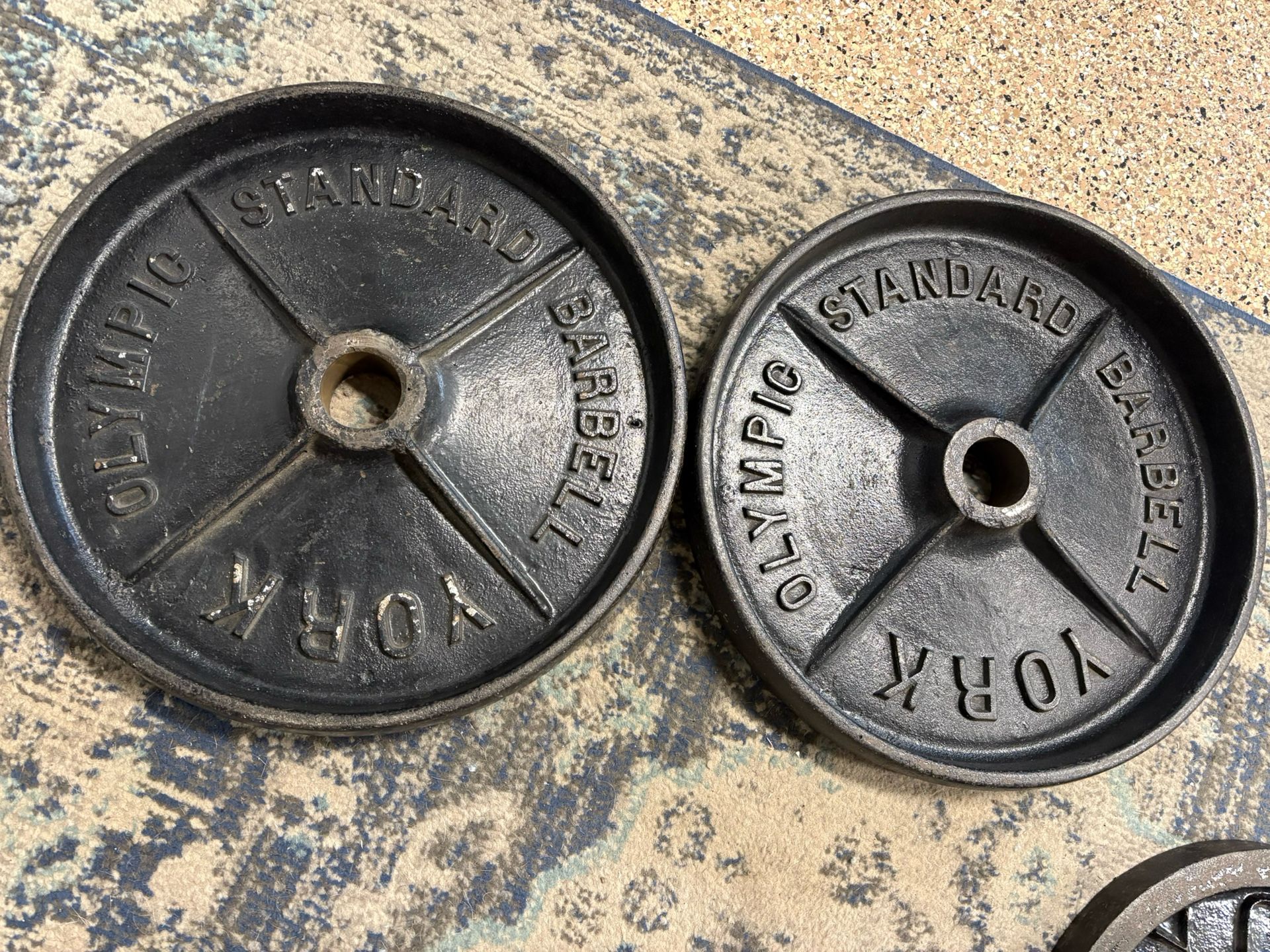Vintage York Deep Dish 45LB Plates - Rare Mid Century Set