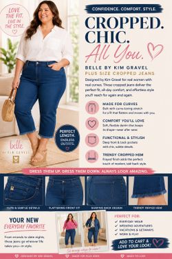 Belle By Kim Gravel Triple Luxe Cropped Jeans Size 32W Tall