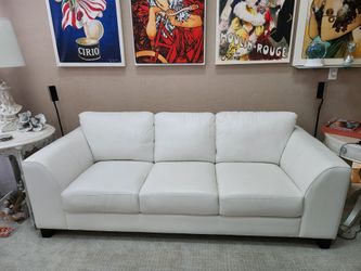 White custom leather sofa