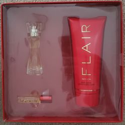 Vintage Revlon Flair Gift Set Body Lotion 6.7 oz and 0.5 oz Parfum 0.2 Roll On