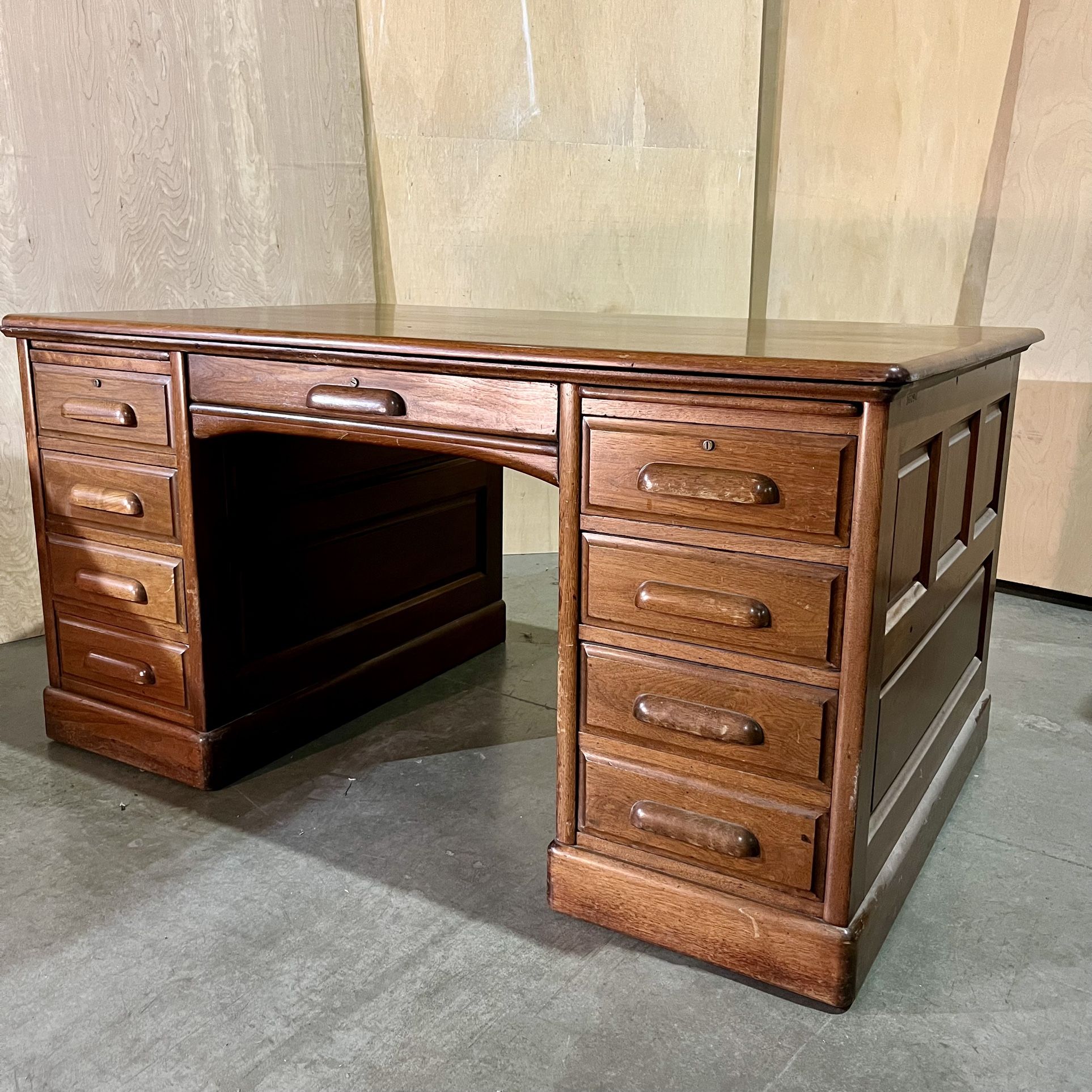 Antique Wooden Pedestal Desk