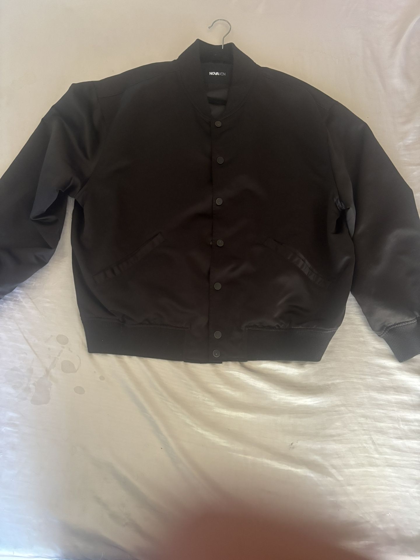 Black Button Up Bomber Jacket