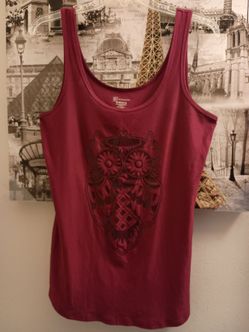Ladies Burgundy Owl Tank Top.