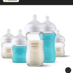 Phillips Avent Glass Natural Bottle with Natural Response Nipple Baby Set - 7pc