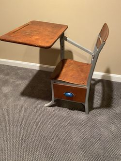 Vintage school desk with storage drawer