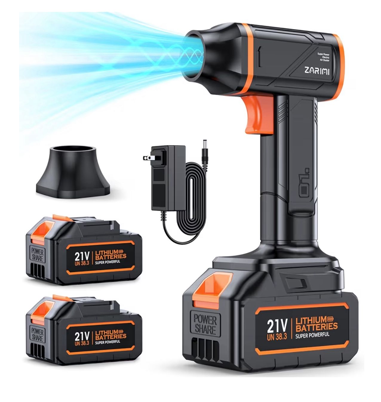 Brandnew Electric Compressed Air Duster - 33,0000 RPM Rechargeable Cordless Air Blower with Brushless Motor - 2 Batteries & Charger - Replaces Canned 