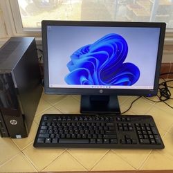 HP 270-p026 slim desktop and 20” monitor system, Windows 11 Home, keyboard & mouse