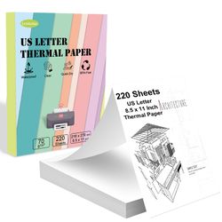 220 Sheets] 8.5 x 11 US Letter Size Thermal Printer Paper, Quick Drying Fan-Folded Thermal Paper, Compatible with MT610, M08F, D810, M832, M08E, A285M