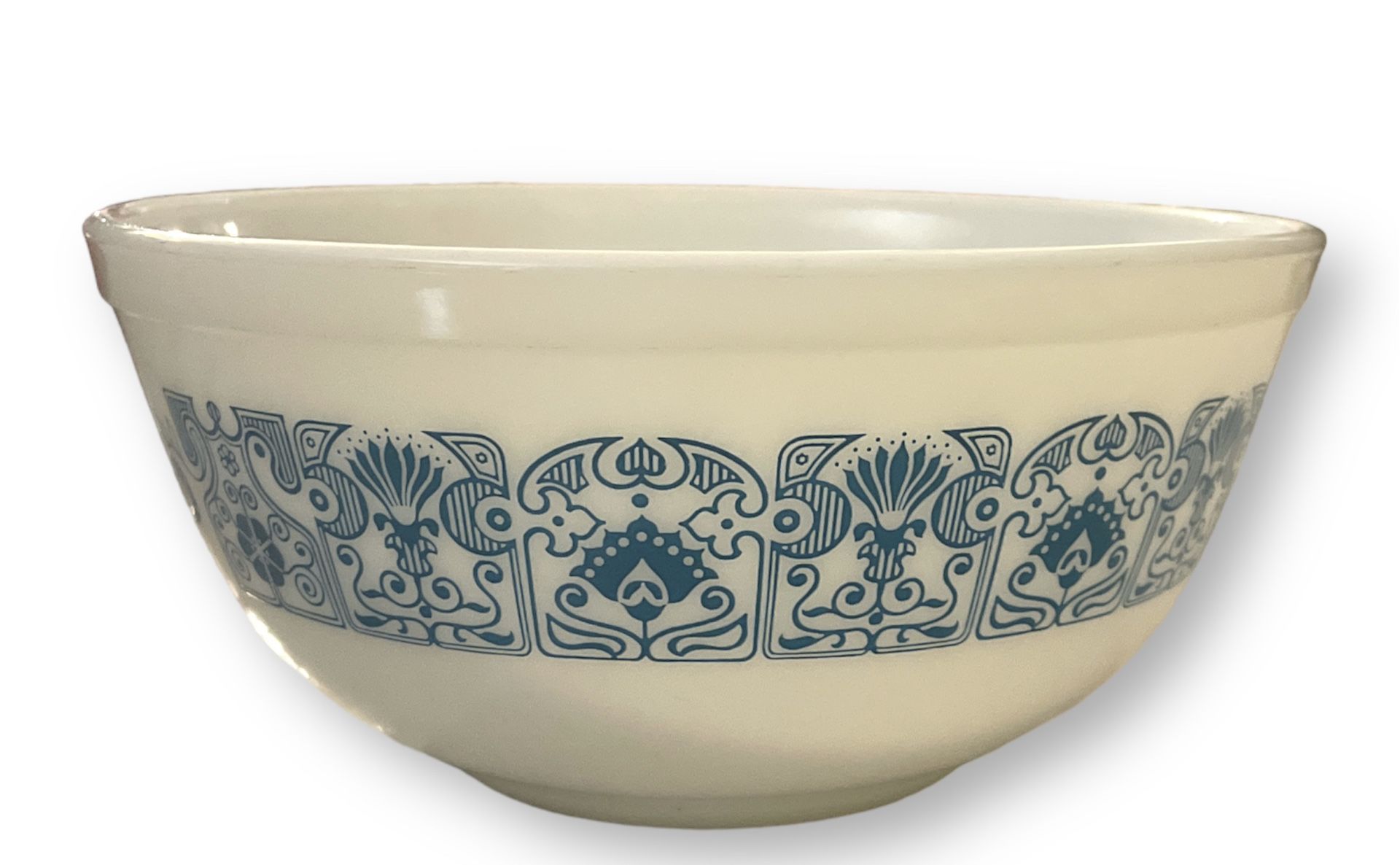 Vintage Rare Pyrex 2.5 Quart Horizon Blue Mixing Bowl White and Blue 403 NICE!