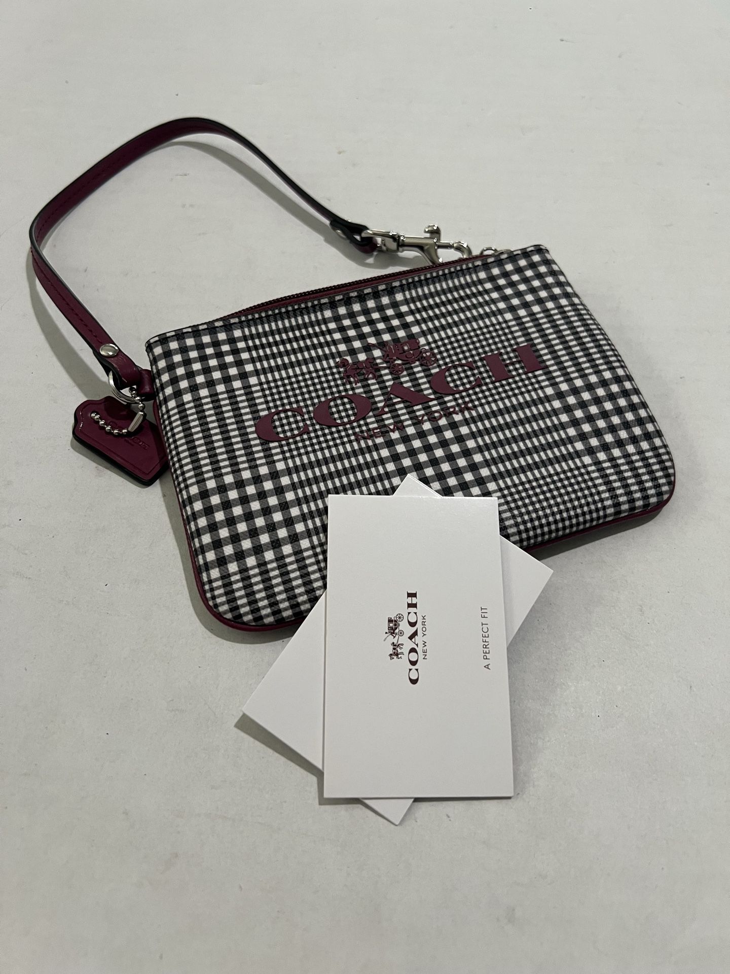 Coach Plaid Wristlet New With Tags