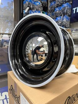 (Set of 4) Allied Wheel 61B Smoothie 15x7 5x4.5"/5x4.75" +3mm Black Wheels Rims