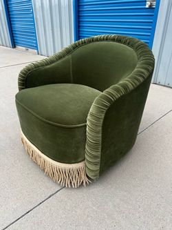 Brand New. Jennifer Taylor Home Serena 31.5" Ruched Barrel Back Accent Arm Chair with Bullion Fringe. $349.
